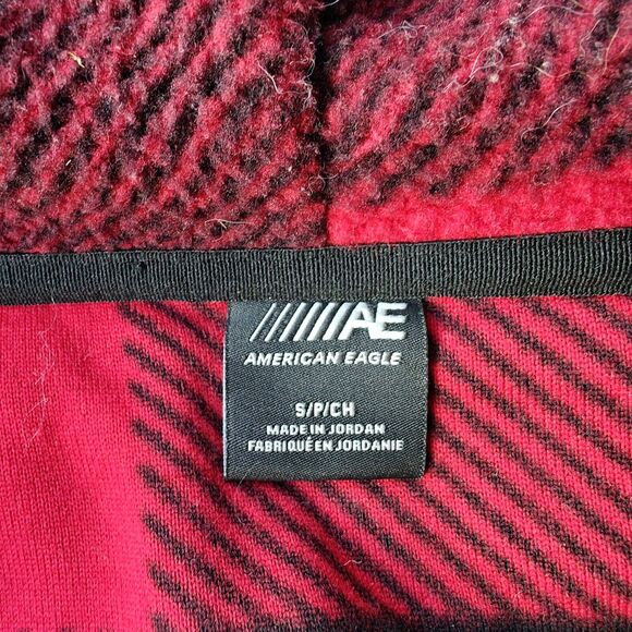 American Eagle Hooded Flannel Jacket Men's S Check Red Cabin Outdoor Lumberjack - Picture 5 of 9